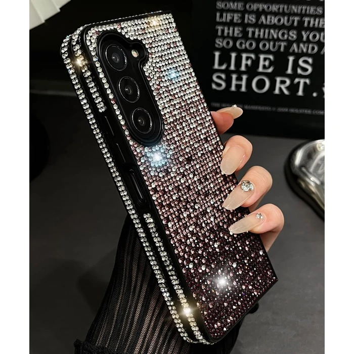 SupShop for Samsung Galaxy Z Fold 6 Bling Case for Women Girls Design Luxury Fashion Glitter Diamond Cute Gemstone Slim Pretty Phone Cover with Crystal Wrist Strap,Purple by SupShop - Used - Acceptable condition