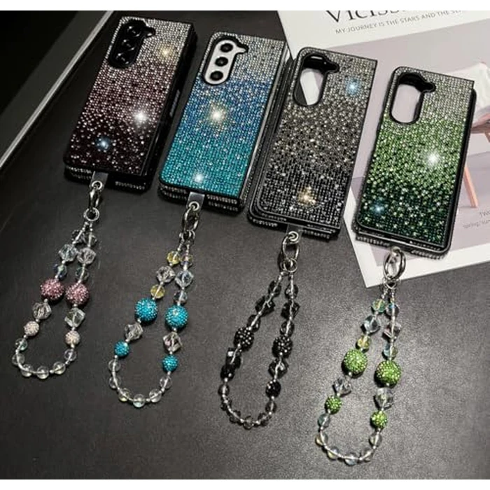 SupShop for Samsung Galaxy Z Fold 6 Bling Case for Women Girls Design Luxury Fashion Glitter Diamond Cute Gemstone Slim Pretty Phone Cover with Crystal Wrist Strap,Purple by SupShop - Image 3
