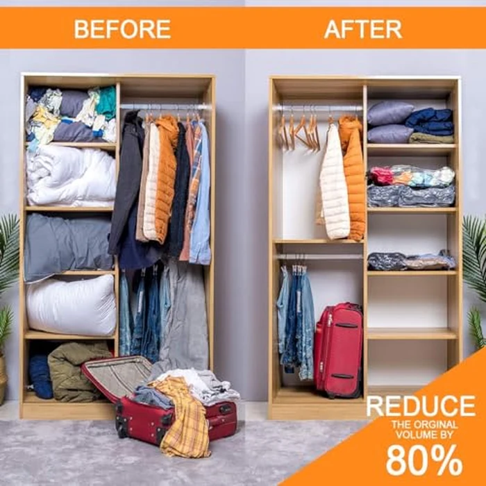 GONGSHI Vacuum Seal Bags for Clothing Travel & Home Storage, Travel Vacuum Bags with Pump,Space Saver for Blankets, Comforters, Pillows, Clothes,24 Combo with Electric Pump by GONGSHI - Image 4