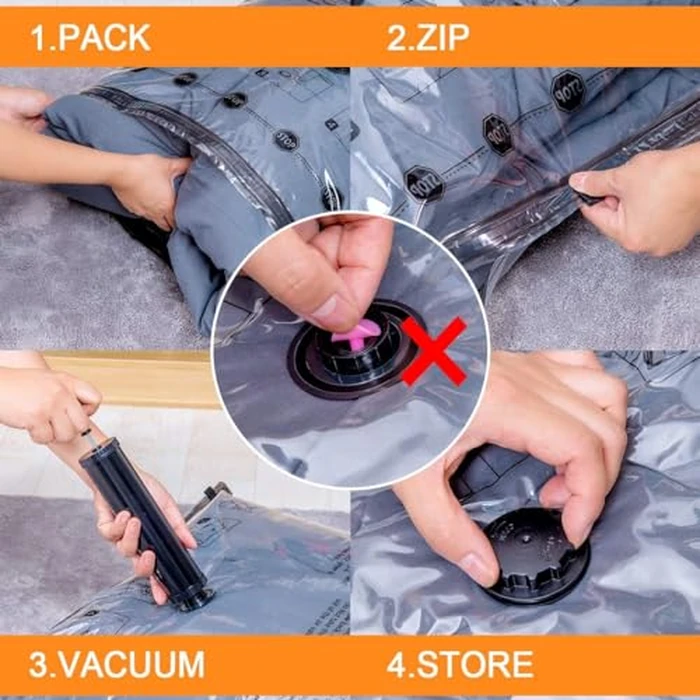 GONGSHI Vacuum Seal Bags for Clothing Travel & Home Storage, Travel Vacuum Bags with Pump,Space Saver for Blankets, Comforters, Pillows, Clothes,24 Combo with Electric Pump by GONGSHI - Image 8