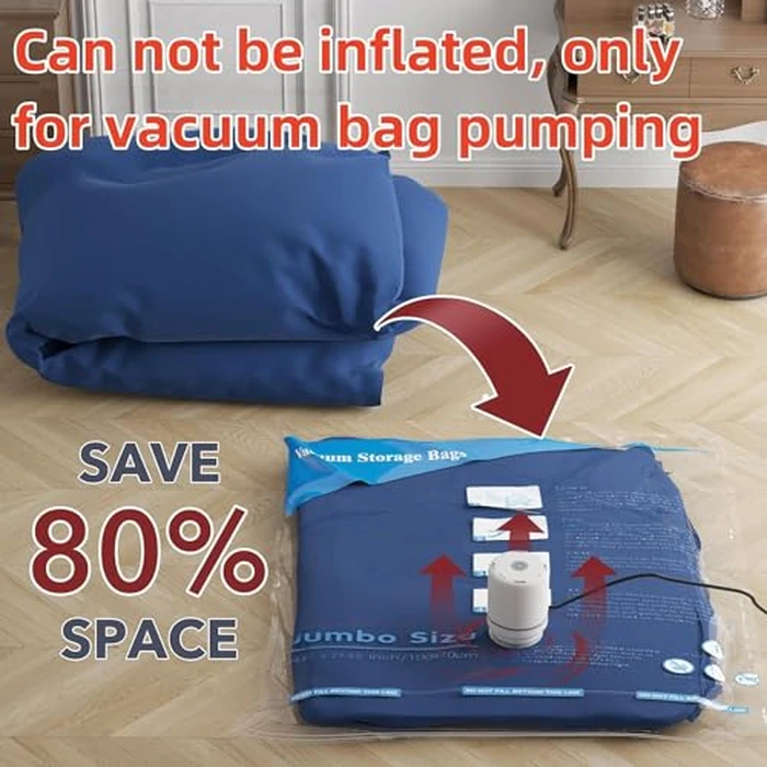 GONGSHI Vacuum Seal Bags for Clothing Travel & Home Storage, Travel Vacuum Bags with Pump,Space Saver for Blankets, Comforters, Pillows, Clothes,24 Combo with Electric Pump by GONGSHI - Image 9