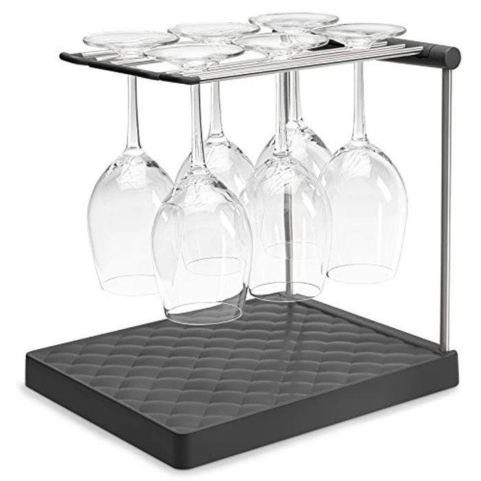 Kohler K-8628-CHR Wine Glass Drying Rack, Wine Glasses Rack Organizer, Folding Drying Rack for 6 Wine Glasses, Charcoal by Kohler - Used - Like New condition - US$27.63
