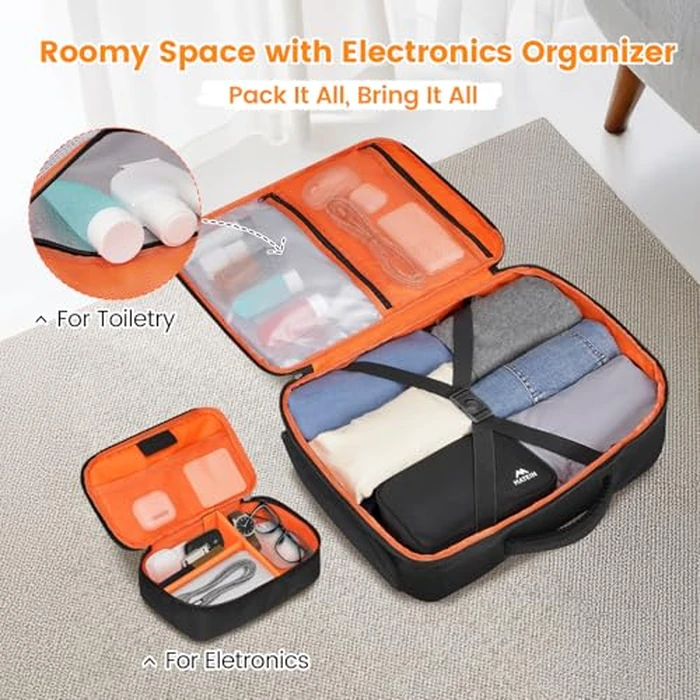 MATEIN Personal Item Backpack 18x14x8 with Shoe Compartment Detachable, Airline Approved Carry On Backpack for Travel with Electronics Case, Lightweight Luggage Bag for Spirit Airlines Fits 17" Laptop by MATEIN - Image 3