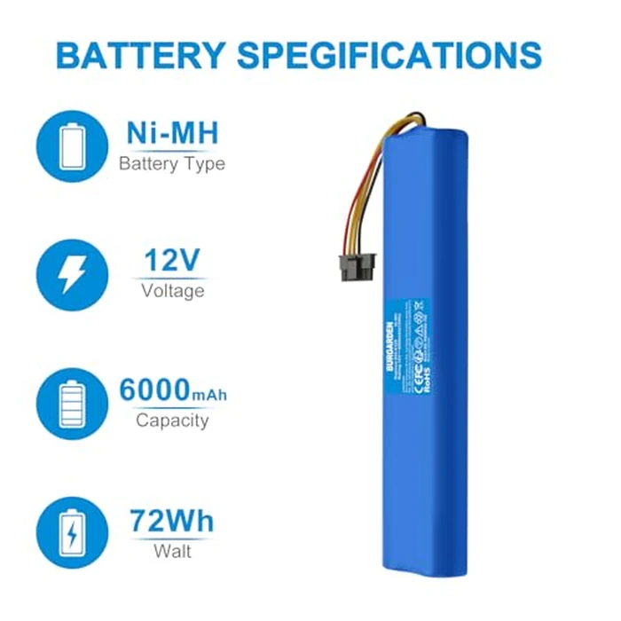 BURGARDEN 12V 6000mAh Ni-MH Compatible with Neato BotVac 70 70e 75 80 85, for Botvac D Series D75 D80 D85, for Vacuum Cleaners 945-0129 945-0174 by BURGARDEN - Image 2