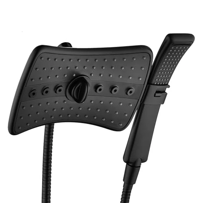 BRIGHT SHOWERS High Pressure Dual Shower Head Combo with Rainfall & Handheld, 4 Spray Settings, Tool-Free Installation, 60" Stainless Steel Hose, Matte Black by BRIGHT SHOWERS - Image 1