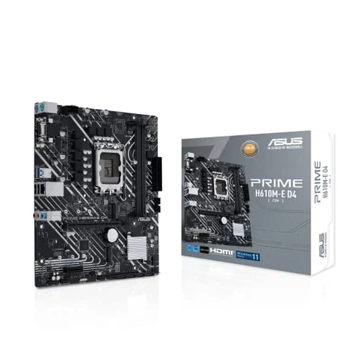 Asus Prime H610M-E D4-CSM Desktop Motherboard - Intel H610 Chipset - Socket LGA-1700 - Pentium Gold, Celeron, Core i5, Core i9, Core i3, Core i7 Processor Supported - 64 GB DDR4 SDRAM Maximum RAM - DI by ASUS - Image 1