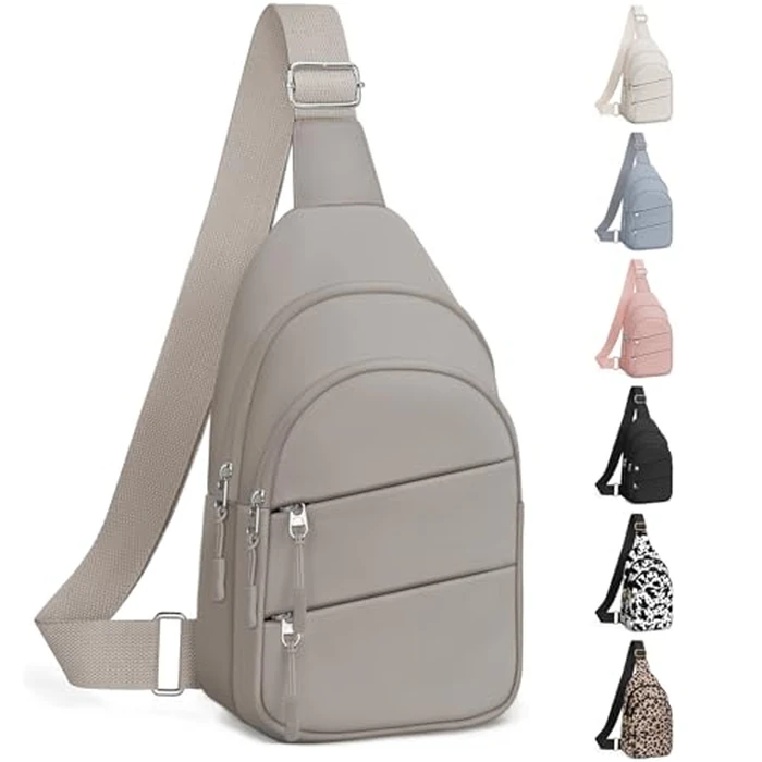 Tuwubi Crossbody Bags for Women, Sling Bag for Men, Small Hiking Backpack Anti Theft Lightweight for Outdoors Travel (M, Khaki) by Tuwubi - Used - Like New condition - US$11.38