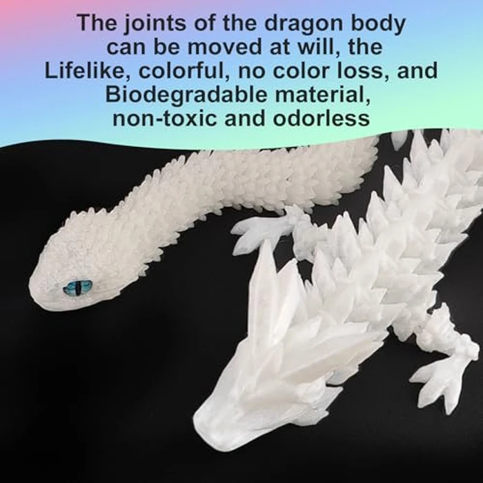 3D Printed Dragon Snake Eggs, Flexible 3D Printed Animal Toys UV Glow in the Dark, Desk Pet for Animal Collectors, Easter Basket Essentials for Teens, Articulated Crystal Dragon Fidget Toys for Adults by oyeftp - Image 4