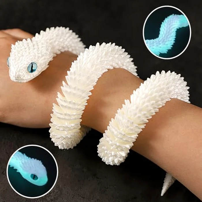 3D Printed Dragon Snake Eggs, Flexible 3D Printed Animal Toys UV Glow in the Dark, Desk Pet for Animal Collectors, Easter Basket Essentials for Teens, Articulated Crystal Dragon Fidget Toys for Adults by oyeftp - Image 5