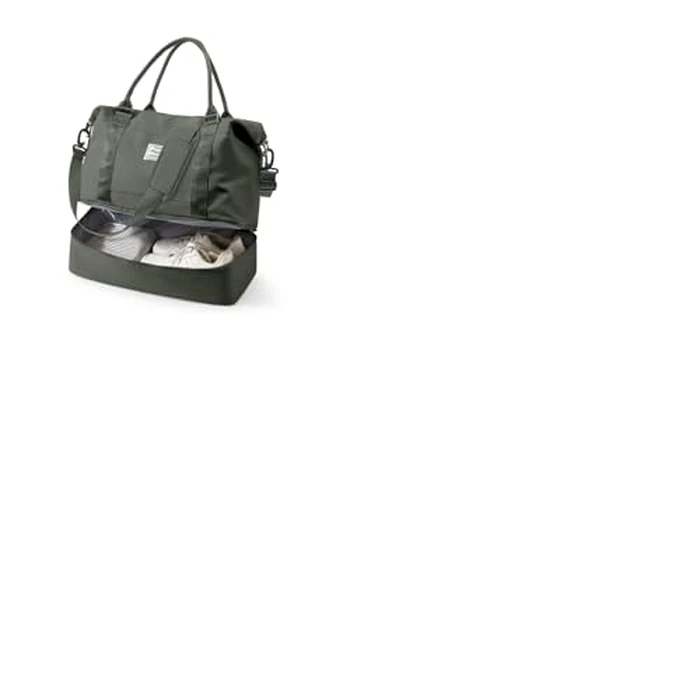 Spirit Travel Duffel - 18x14x8 Inches Weekender Overnight Bag with Shoes Compartment, Trolley Sleeve, Carry On for Airplanes, Sport Tote Gym Bag - Green by VECAVE - Used - Very Good condition - US$31.97