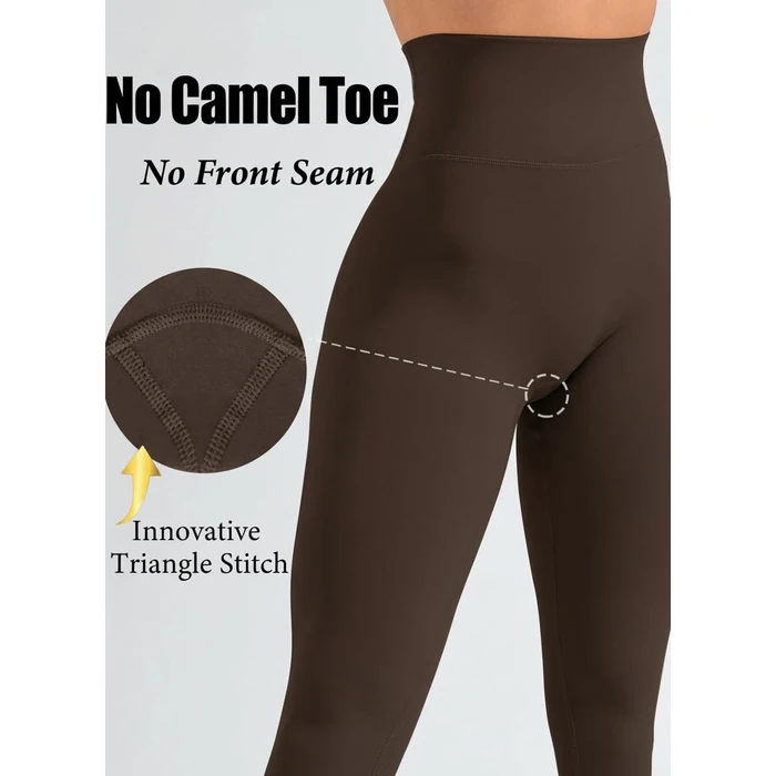 Olmlmt No Front Seam Workout Leggings for Women Tummy Control Butt Lifting Leggings Buttery Soft Gym Yoga Pants(O810-Chocolate Brown-S) by Olmlmt - Image 4