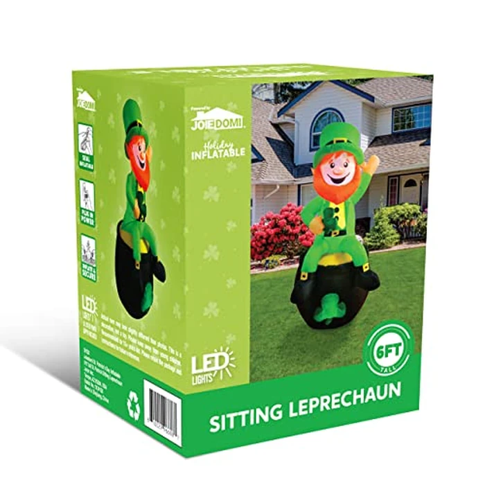 Joiedomi 6FT St Patrick Sitting Leprechaun Inflatable for Yard Garden Decorations, Indoor and Outdoor Theme Party Decor, Yard, Garden, Lawn Decor with LED Light Build-in by Joiedomi - Image 8