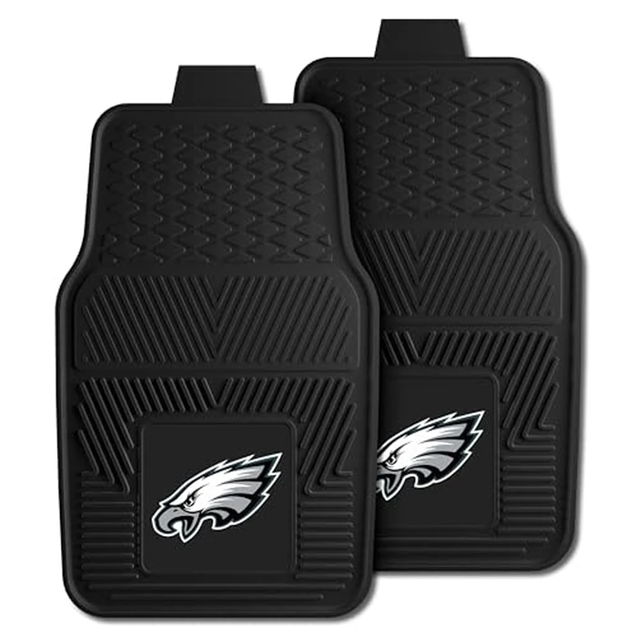 FANMATS 8771 Philadelphia Eagles 2-Piece Heavy Duty Vinyl Car Mat Set, Front Row Floor Mats, All Weather Protection, Universal Fit, Deep Resevoir Design by FANMATS - Used - Like New condition