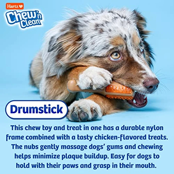 Hartz Chew ‘n Clean Chew Toy and Treat in One Chicken Flavored Drumstick Dog Toy, Small by Hartz - Image 4