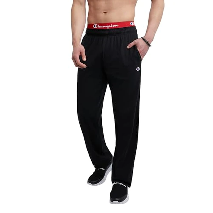 Champion Men's Everyday Open Hem Cotton Pants, 32.5" Inseam, Cotton Knit Pants Left Hip "C" Logo, Open Hem Jersey Pants by Champion - Image 1