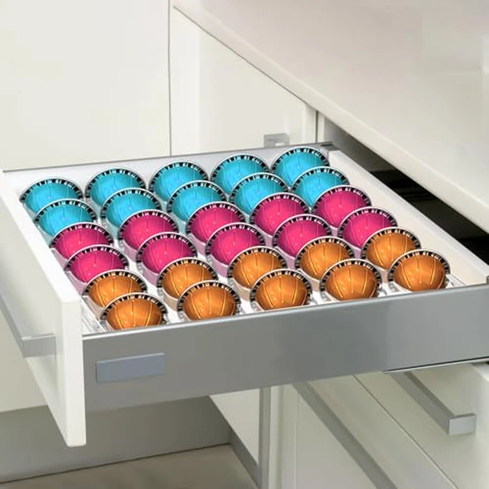 Cididu 2 Pack Coffee Pod Holder Storage Tray, 30 Pods Clear Coffee Espresso Pod Storage, Acrylic Drawer Insert Organizer for Countertop, Kitchen, Home, Office, 12.6" L x 9.8" W by Cididu - Image 6