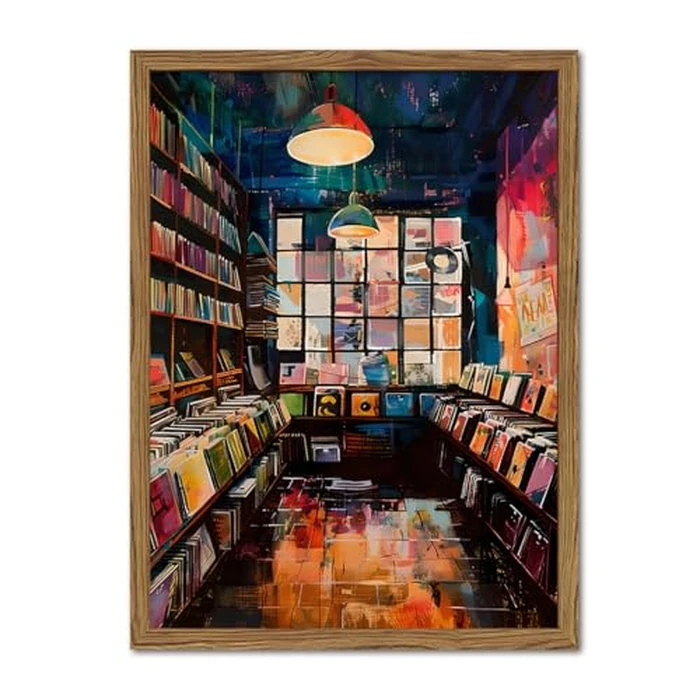 Vintage Album Record Wall Art Retro Album Cover Record Store Wall Painting Decor Modern Trendy Music Poster Canvas Prints for Living Room Bedroom Dorm 12x16 inch Wood Framed by YYNISPIN - Used - Like New condition - US$21.18
