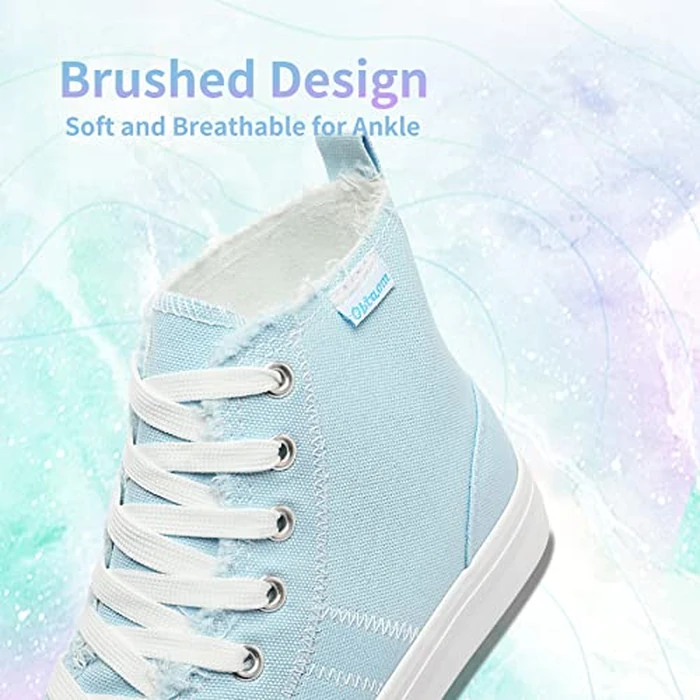 Obtaom Womens High Top Canvas Sneakers Play Mid-Calf Fashion Sneaker Casual Hi Canvas Shoes(Cyan,8 Women/6.5 Men) by Obtaom - Image 6