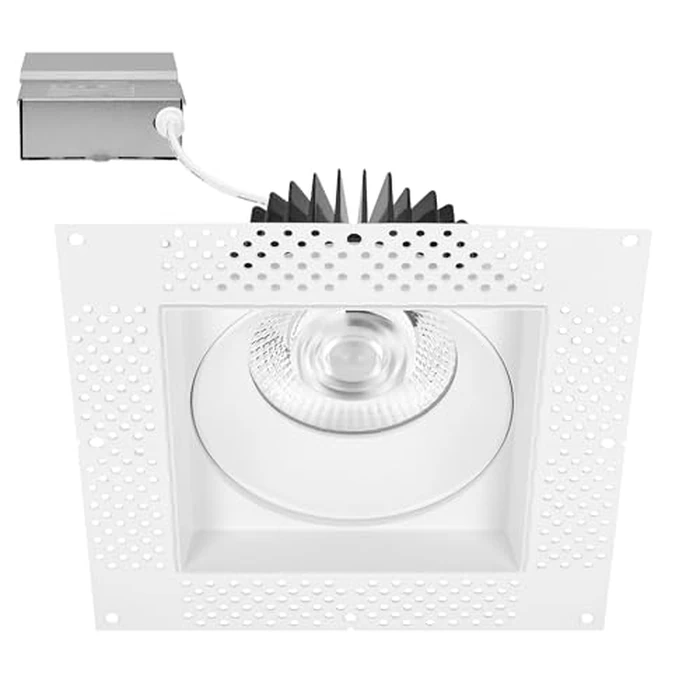 Maxxima 6” Trimless Ultra-Thin Square Recessed Anti-Glare LED Downlight, Canless IC Rated, 1800 Lumens 5 Color Temperature Selectable 2700K/3000K/3500K/4000K/5000K Dimmable, 90 CRI, J-Box Included by Maxxima - Used - Like New condition