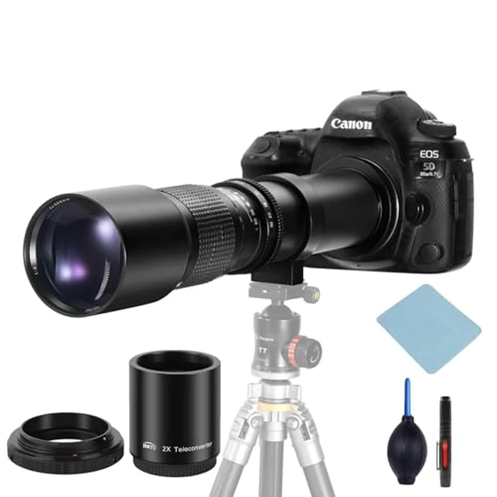 JINTU 1000mm f/8 Telephoto Lens Manual Focus for Canon EOS EF Mount T7 T7i T6 T6i T5 400D 4000D 2000D 1200D 90D 80D 60D 700D 70D 60D 5D IV III 6D 750D 650D 550D SLR Cameras by JINTU - Image 1