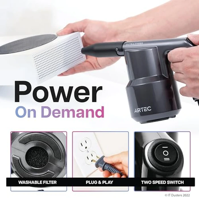IT Dusters AirTec Ultra Electric Air Duster Blower for PC, Laptop, Console, Electronics and Home Cleaning, Environmental Alternative to Spray air can Duster Keyboard Cleaner (Type 6) by IT Dusters - Image 4