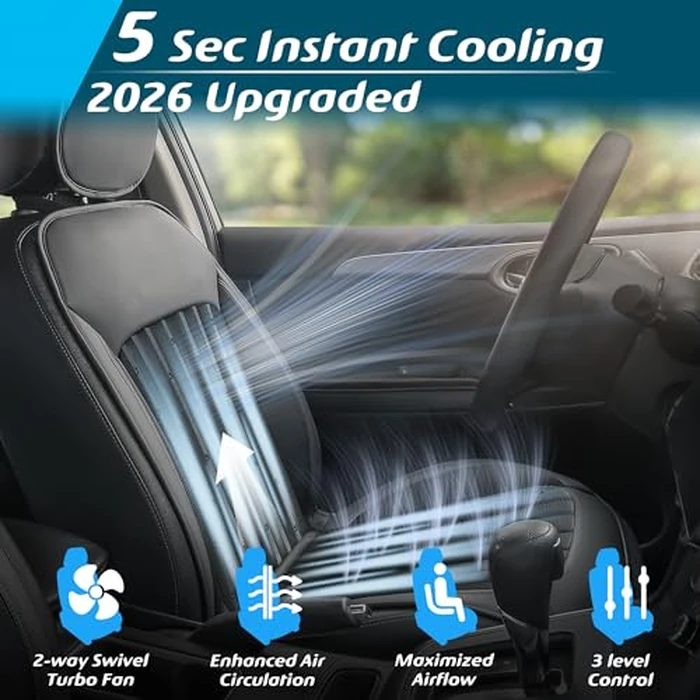 Paffenery 2026 Upgraded Cooling Car Seat Cover Front Seat, 12V-24V Ventilated Cooling Car Seat Cushion, Cooled Seat Cover for Car SUV Truck Universal Fit, Classic Black by Paffenery - Image 2
