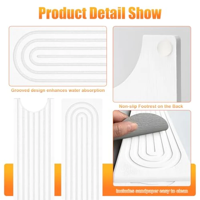 Sunbrnhome Kitchen Sink Faucet Mat, Super Absorbent Diatomaceous Earth Faucet Mat Prevents Water Pooling in Sinks, Sink Splash Guard for Kitchen Bathroom Keeps Countertops Dry (White, 60 cm x 10 cm) by Sunbrnhome - Image 3