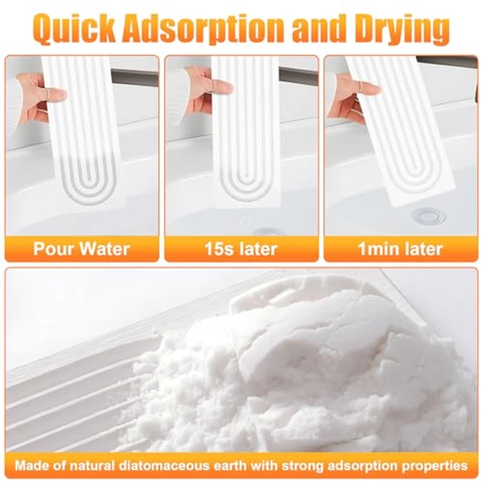 Sunbrnhome Kitchen Sink Faucet Mat, Super Absorbent Diatomaceous Earth Faucet Mat Prevents Water Pooling in Sinks, Sink Splash Guard for Kitchen Bathroom Keeps Countertops Dry (White, 60 cm x 10 cm) by Sunbrnhome - Image 4