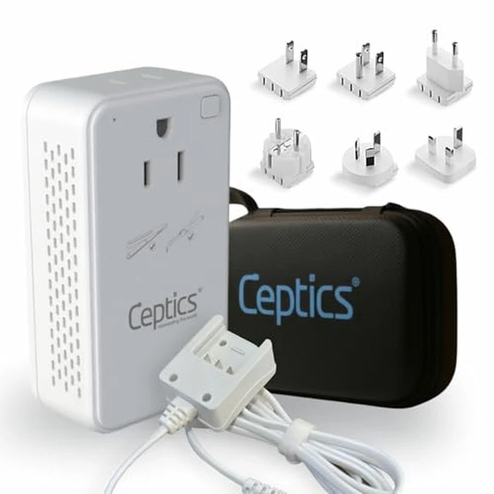 Ceptics Step Down Voltage Converter US to Europe - 200W Convert 220V to 110V for Curling Iron, Straightener, Charger - USB-A & C Fast Charging - SwadApt Type A, B, C, E/F, G, I Included by Ceptics - Used - Like New condition