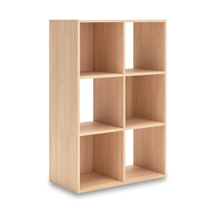Signature Design by Ashley Piperton 3-Tier Floor Standing 6 Cube Organizer for Living Room, Wood, Works with 10.5" W x 10.5" D x 11" H Storage Bin (Sold Separately), Light Brown by Signature Design by Ashley - Image 1