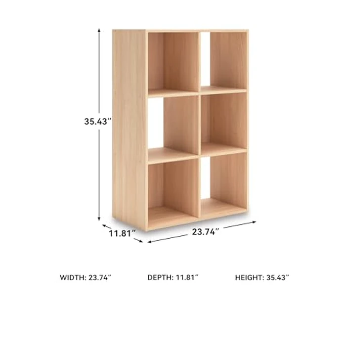 Signature Design by Ashley Piperton 3-Tier Floor Standing 6 Cube Organizer for Living Room, Wood, Works with 10.5" W x 10.5" D x 11" H Storage Bin (Sold Separately), Light Brown by Signature Design by Ashley - Image 3