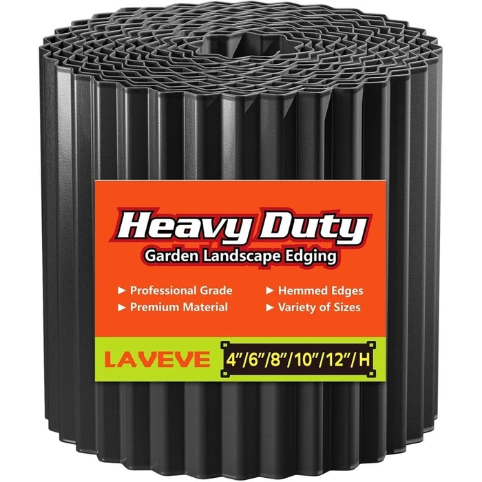 LAVEVE Corrugated Metal Garden Edging 6" x 40Ft, Landscape Edging Border for Lawn, Flower Bed, Garden Fence, Paver Edging (Black) by LAVEVE - Image 1
