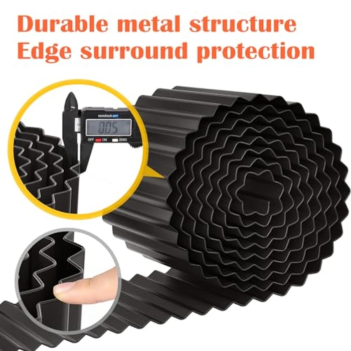 LAVEVE Corrugated Metal Garden Edging 6" x 40Ft, Landscape Edging Border for Lawn, Flower Bed, Garden Fence, Paver Edging (Black) by LAVEVE - Image 3