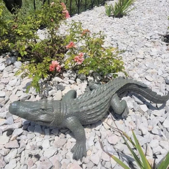 DiliComing Swamp Alligator Garden Statue - 28 Inch Realistic Crocodile Sculpture for Lawn Ornament Stalking Alligator Decor for Yard Gifts for Father 28 x 12 x 6 Inch by DiliComing - Image 3
