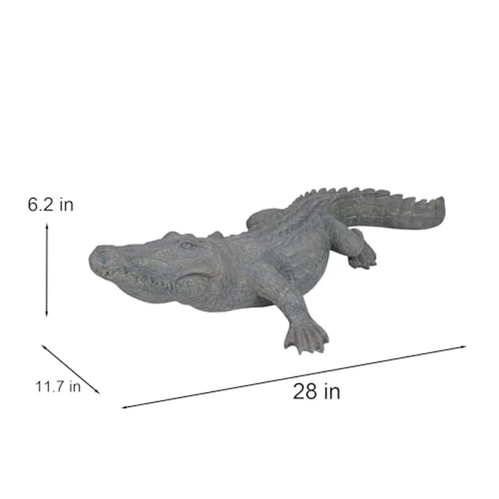 DiliComing Swamp Alligator Garden Statue - 28 Inch Realistic Crocodile Sculpture for Lawn Ornament Stalking Alligator Decor for Yard Gifts for Father 28 x 12 x 6 Inch by DiliComing - Image 4