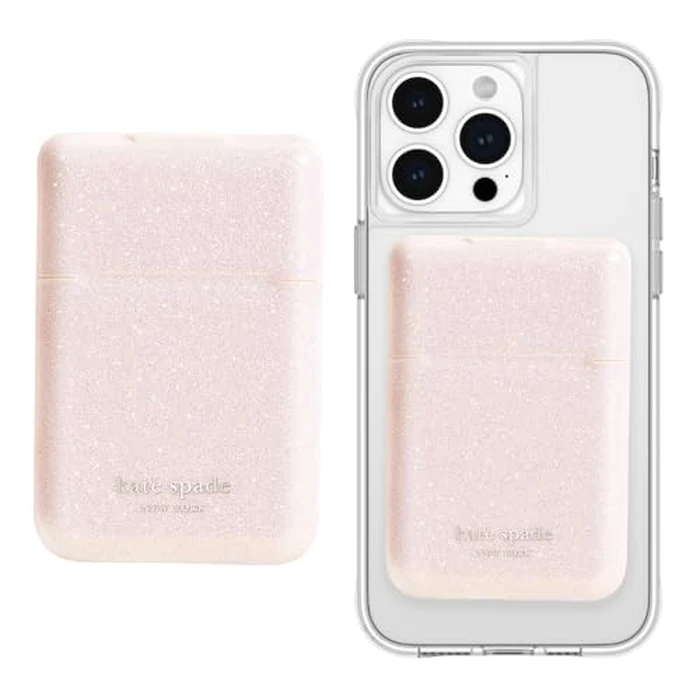 kate spade new york Magnetic Flip Phone Wallet/Card Holder - Compatible with MagSafe Phones and Cases - That Sparkle Pink by Kate Spade New York - Image 1