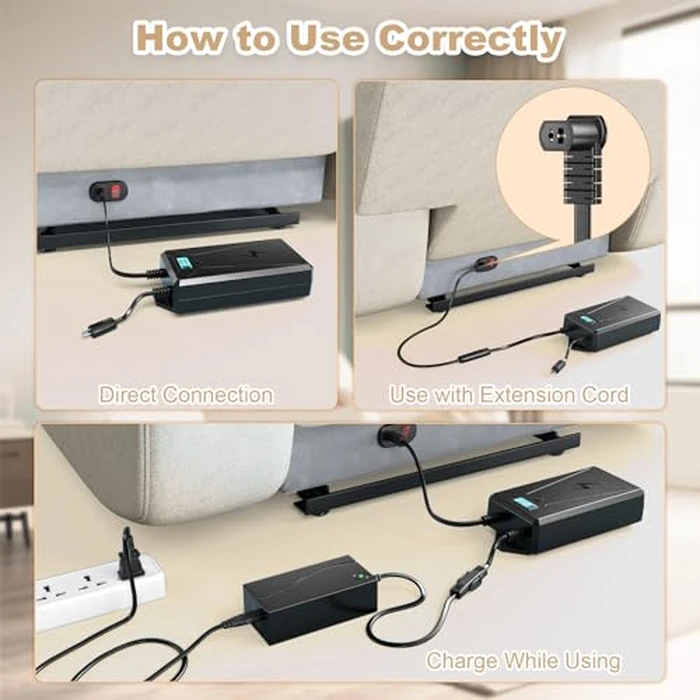 Battery Pack for Reclining Furniture with Charger, 2500mAh Universal Recliner Battery Pack Rechargeable, 2 Pin Batteries Packs for Reclining Furniture W/LED Display for Electric Sofa Couch Lift Chair by pojifi - Image 3