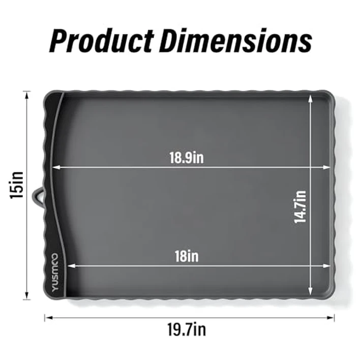 YUSMOO Dog Food Mat 20" x 15", Waterproof Silicone Pet Feeding Mat with Raised Edge & Residue Pocket, Non-Slip Bowl Mat for Dog Cat Food and Water, Easy to Clean Floor Protector by YUSMOO - Image 2