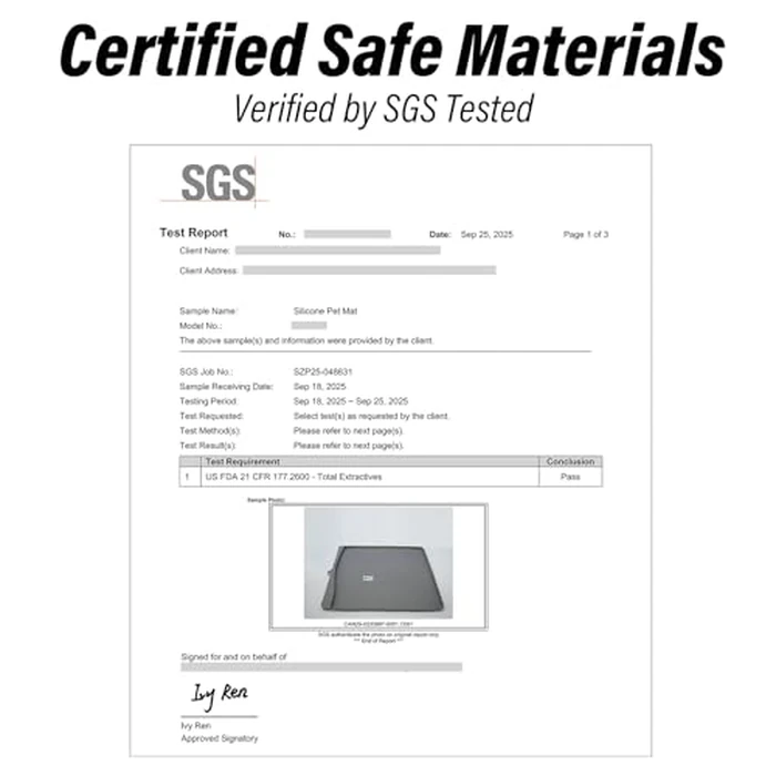 YUSMOO Dog Food Mat 20" x 15", Waterproof Silicone Pet Feeding Mat with Raised Edge & Residue Pocket, Non-Slip Bowl Mat for Dog Cat Food and Water, Easy to Clean Floor Protector by YUSMOO - Image 4