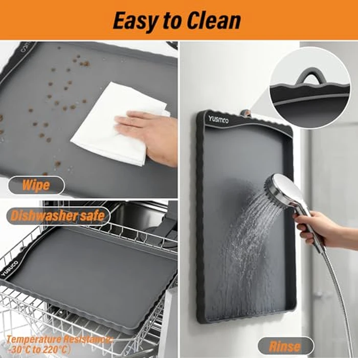 YUSMOO Dog Food Mat 20" x 15", Waterproof Silicone Pet Feeding Mat with Raised Edge & Residue Pocket, Non-Slip Bowl Mat for Dog Cat Food and Water, Easy to Clean Floor Protector by YUSMOO - Image 7