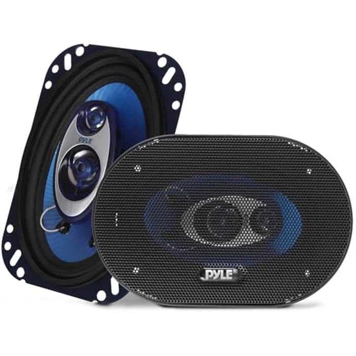 Pyle 4'' x 6'' Three Way Sound Speaker System - Pro Mid Range Triaxial Loud Audio 240 Watt per Pair w/ 4 Ohm Impedance and 3/4'' Piezo Tweeter for Car Component Stereo PL463BL by Pyle - Image 1