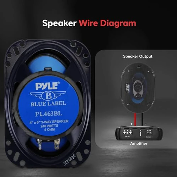 Pyle 4'' x 6'' Three Way Sound Speaker System - Pro Mid Range Triaxial Loud Audio 240 Watt per Pair w/ 4 Ohm Impedance and 3/4'' Piezo Tweeter for Car Component Stereo PL463BL by Pyle - Image 4