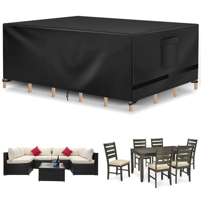 Richwon Patio Furniture Covers - Waterproof Rectangle, Heavy Duty for Outdoor Sectional Set (90"L x 64"W x 28"H), Black by Richwon - Used - Very Good condition - US$20.30