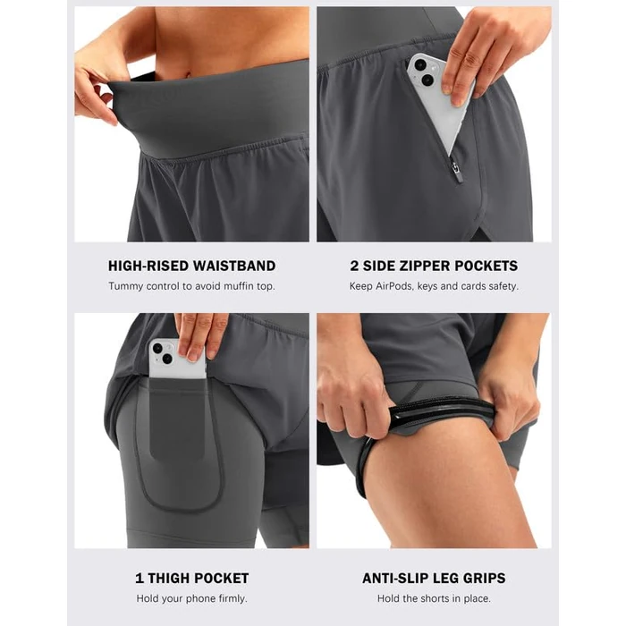 Women's Mountain Bike Shorts 4D Padded Cycling Riding Road Biking Bicycle Biker Cycle Padding UPF 50+ Shorts for Women Zipper Pockets(Dark Grey,M) by Bikewa - Image 5