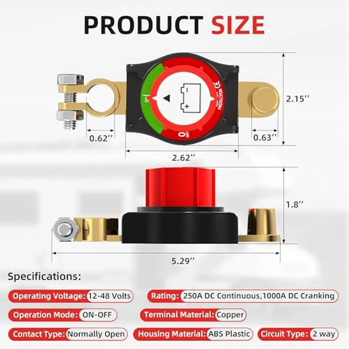 Joinfworld Top Post Battery Disconnect Switch 12V-48V Battery Kill Switch Negative On/Off Battery Switch for Cars, Vehicles, RVs and Boats by Joinfworld - Image 2