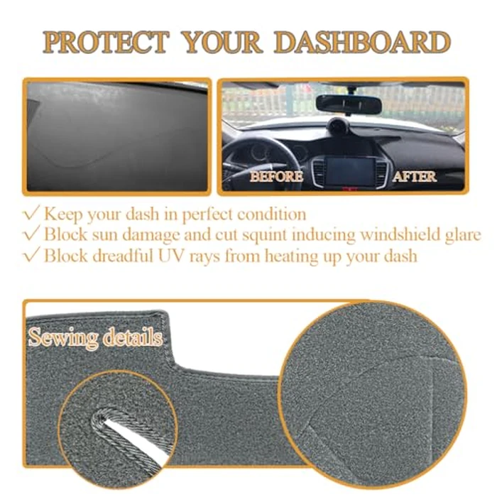 Dash Cover Mat Fit for 2007-2014 GMC Yukon,2007-2013 Chevy Chevrolet Silverado 1500 LTZ/Avalanche/Suburban,07-14 Tahoe, Dashboard Cover Carpet Pad w/o Dash Speaker (Dark Gray) by Yiz - Image 6