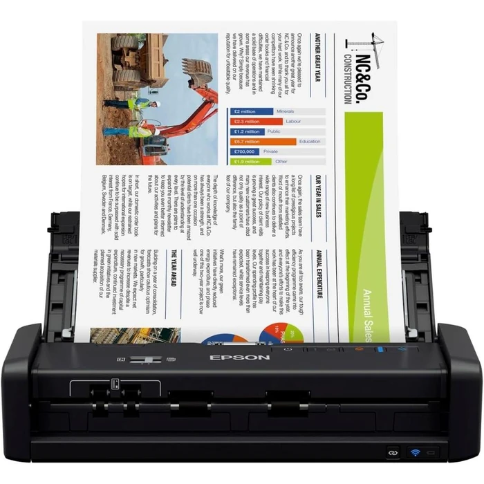 Epson WorkForce ES-300W Wireless Portable Duplex Document Scanner with ADF - Black by Epson - Image 1