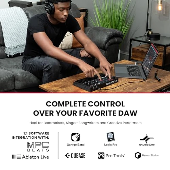 Akai Professional MPK Mini MK3 25 Key USB MIDI Keyboard Controller With 8 Backlit Drum Pads, 8 Knobs, Music Production Software and Native Instruments Sound Package (NKS Integration), Black by Akai Professional - Image 2