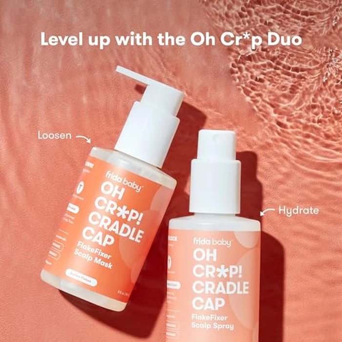 Frida Baby The 3-Step Cradle Cap System, DermaFrida The FlakeFixer, Sponge, Brush, Comb and Storage Stand for Babies with Cradle Cap, White-Blue by Frida Baby - Image 6