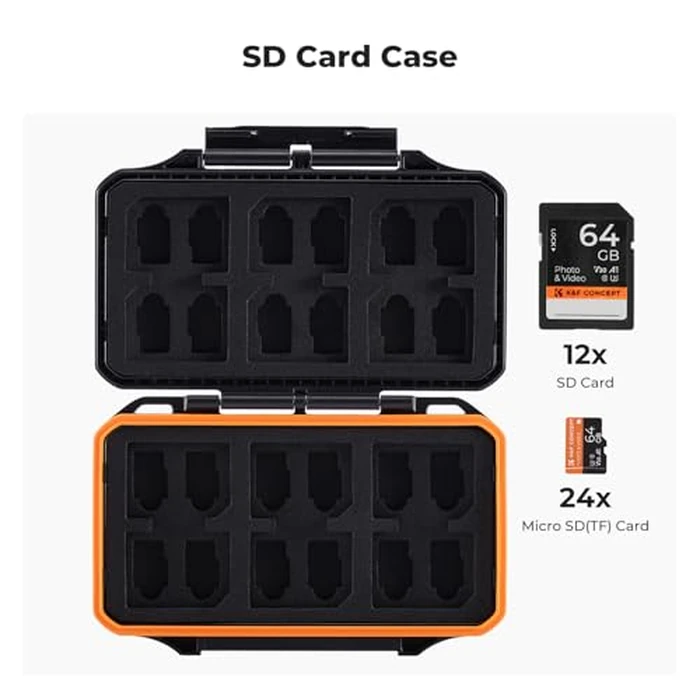 K&F CONCEPT 36 Slots SD Micro SD Memory Card Case, Water-Resistant SD Card Holder, Anti-Shock Card Carrying Storage Box for 24 Micro SD SDXC SDHC TF Cards and 12 SD SDXC SDHC Cards by K&F CONCEPT - Image 2